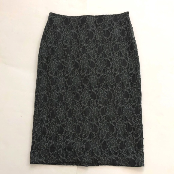 Melanie Lyne 2 Skirt Grey Lace Floral zipper Split hem Matching Top Excellent - Picture 1 of 8